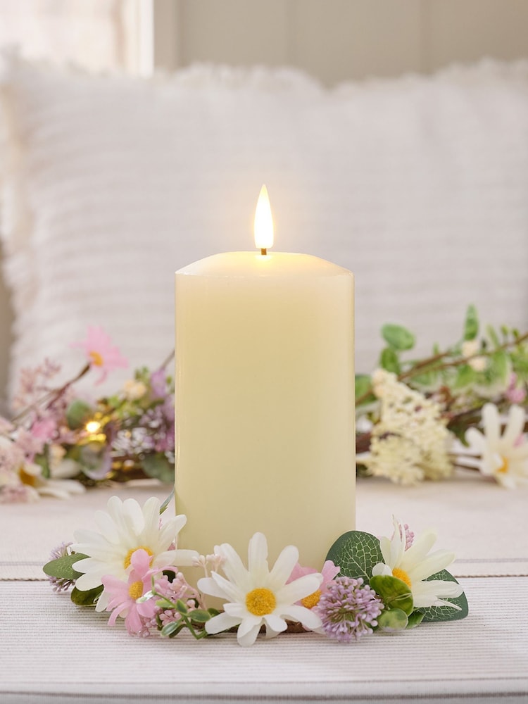 Lights4fun Green Pink White Single Daisy Candle Holder - Image 2 of 2
