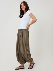 Threadbare Brown Stripe Balloon Trousers With Pockets - Image 1 of 4