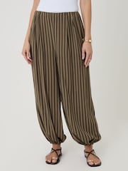 Threadbare Brown Stripe Balloon Trousers With Pockets - Image 2 of 4