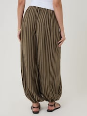 Threadbare Brown Stripe Balloon Trousers With Pockets - Image 3 of 4