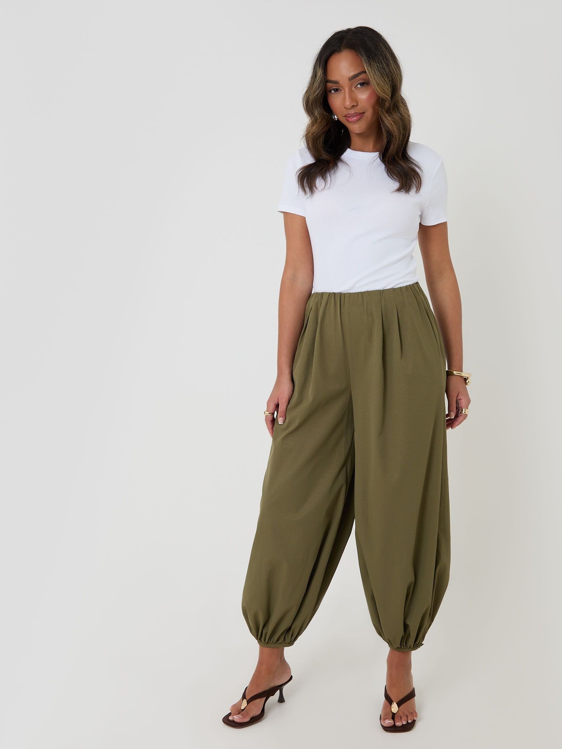 Buy Threadbare Green Balloon Trousers with Pockets from the Next