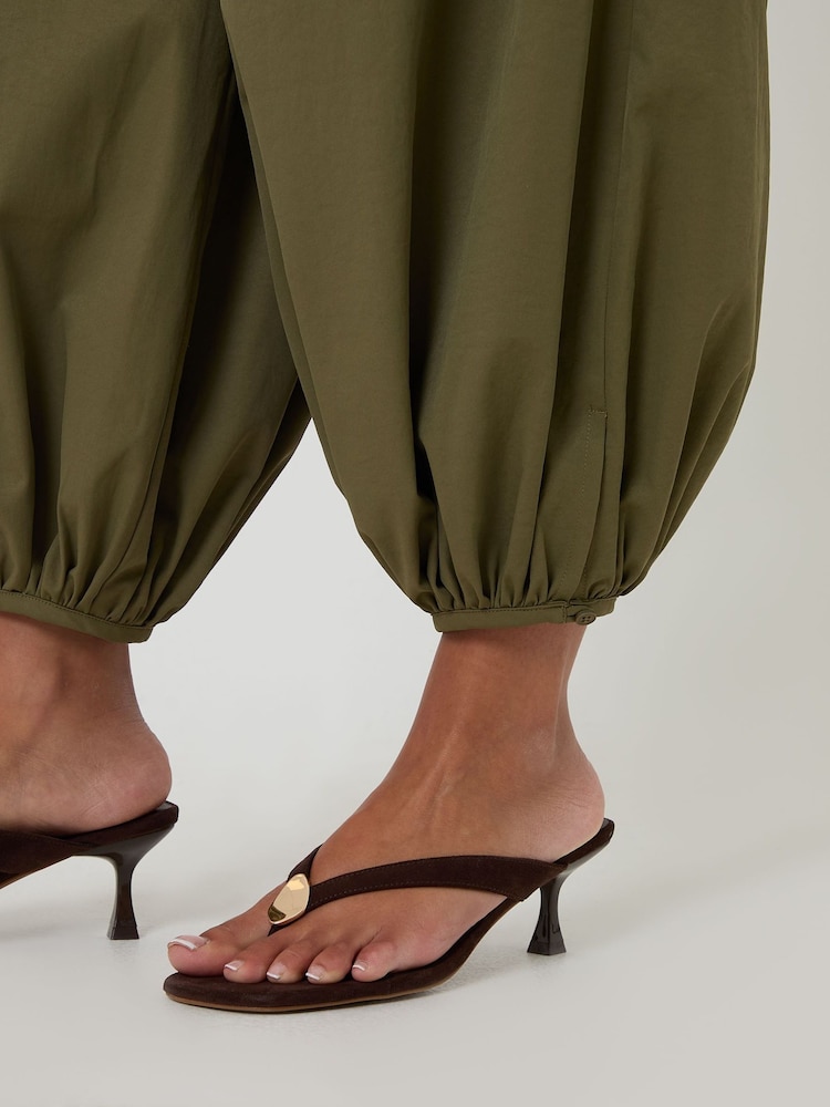 Threadbare Green Balloon Trousers with Pockets - Image 4 of 4