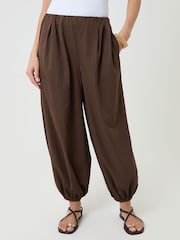 Threadbare Brown Balloon Trousers with Pockets - Image 3 of 5