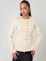 Threadbare Cream Cinched Crew Neck Cardigan - Image 3 of 4