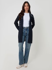 Threadbare Blue Pointelle Knit Longline Cardigan - Image 4 of 5