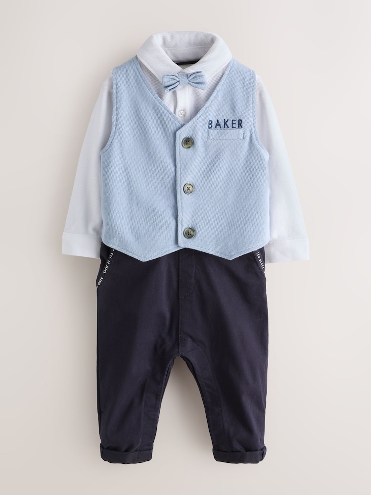 Baker by Ted Baker Blue Smart Mockable Waistcoat - Image 1 of 7 Baker by Ted Baker Blue Smart Mockable Waistcoat - Image 1 of 7