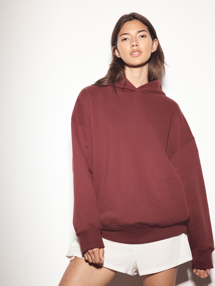 Burgundy Red Pullover Sports Hoodie - Image 1 of 6