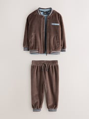 Baker by Ted Baker Brown 3 Piece Cord Jacket Blue T-Shirt and Joggers Set - Image 10 of 17