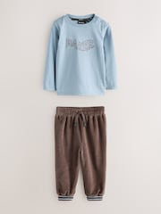 Baker by Ted Baker Brown 3 Piece Cord Jacket Blue T-Shirt and Joggers Set - Image 11 of 17