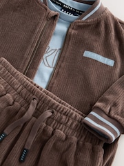 Baker by Ted Baker Brown 3 Piece Cord Jacket Blue T-Shirt and Joggers Set - Image 15 of 17