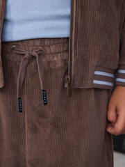 Baker by Ted Baker Brown 3 Piece Cord Jacket Blue T-Shirt and Joggers Set - Image 6 of 17
