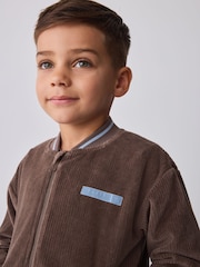 Baker by Ted Baker Brown 3 Piece Cord Jacket Blue T-Shirt and Joggers Set - Image 7 of 17