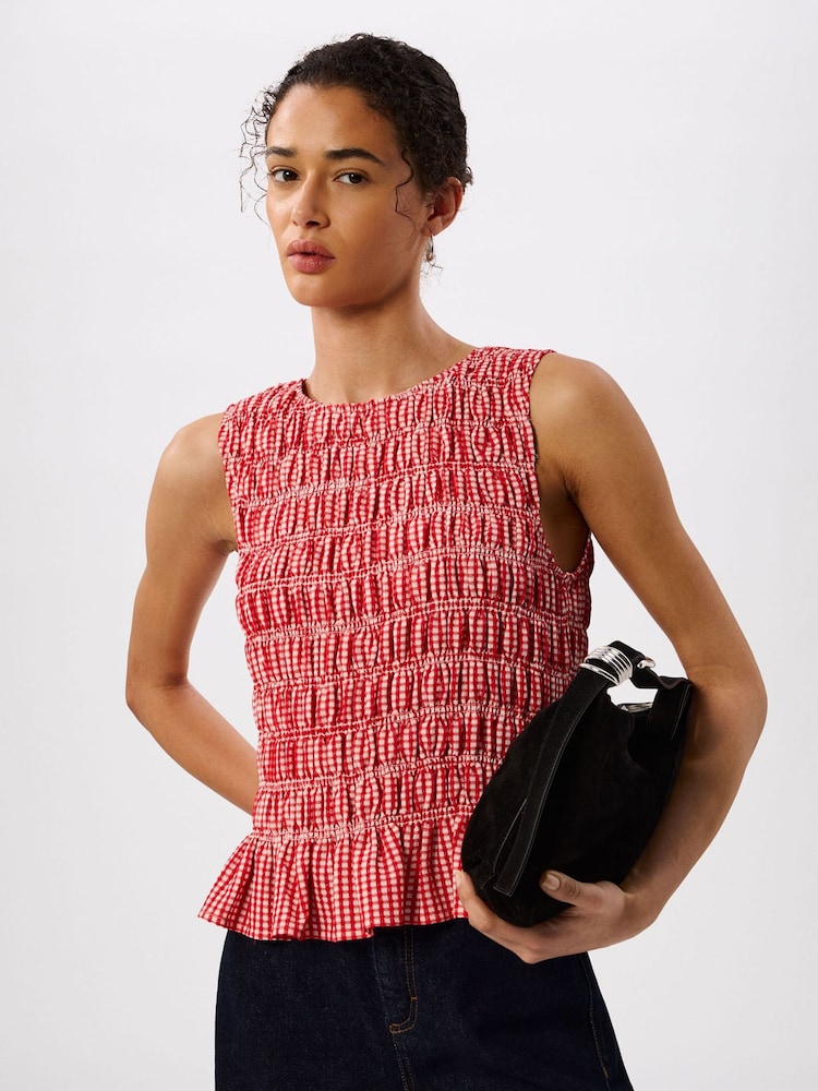 Whistles Gingham Shirred Top - Imaginea 1 din 5