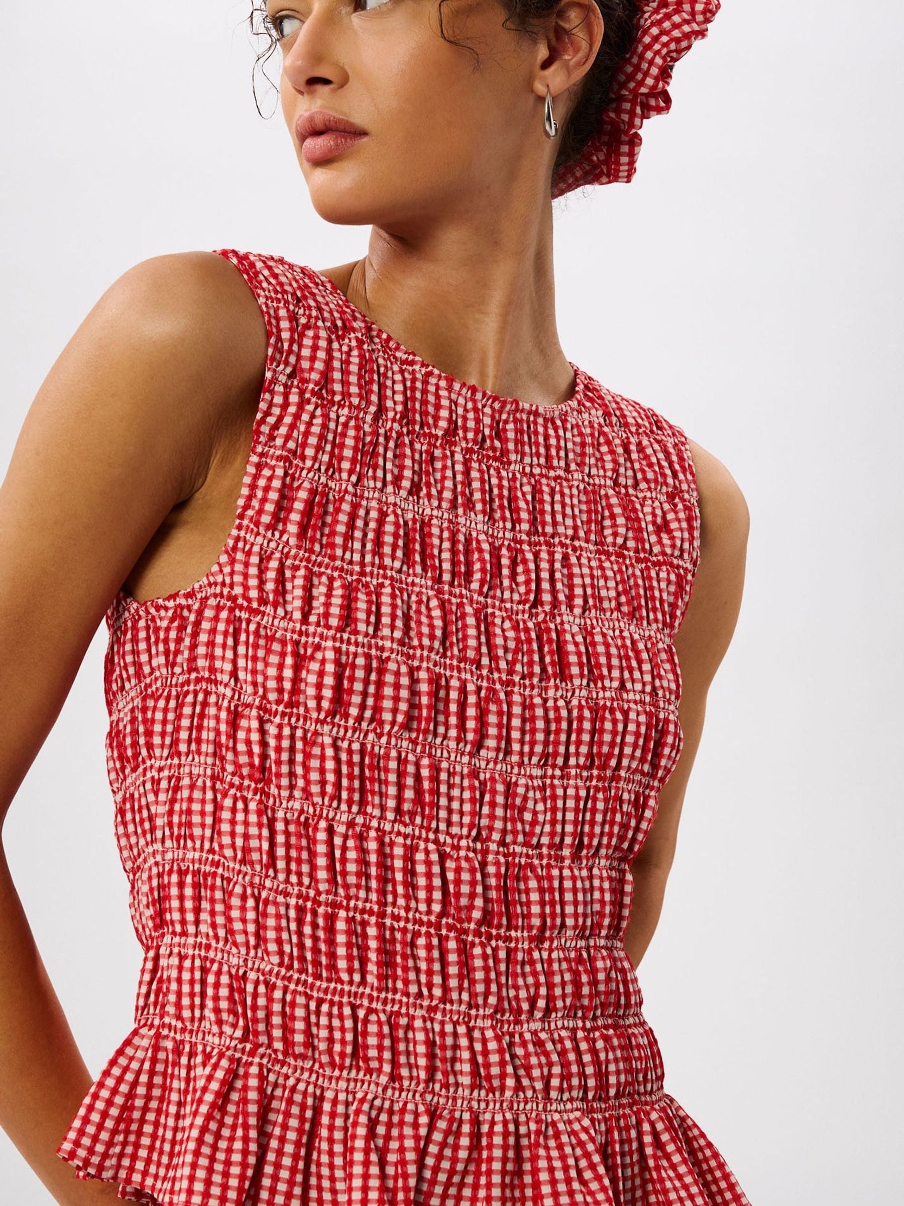 Buy Whistles Red Gingham Shirred Top from Next USA