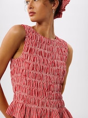 Whistles Gingham Shirred Top - Imaginea 4 din 5