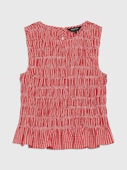 Whistles Gingham Shirred Top - Imaginea 5 din 5