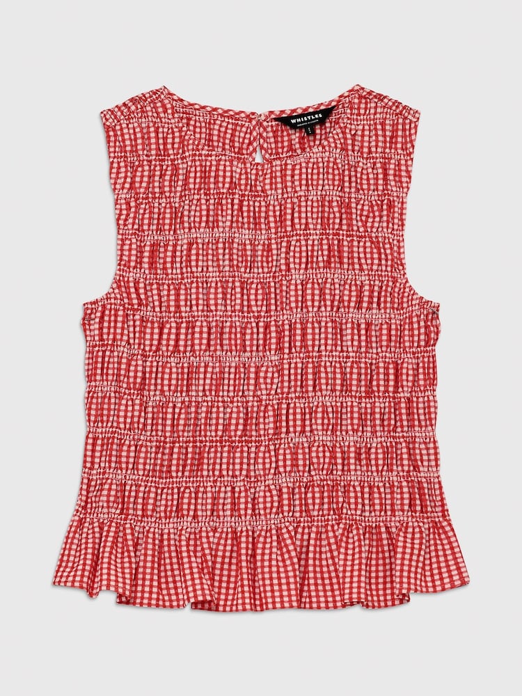 Whistles Gingham Shirred Top - Imaginea 5 din 5