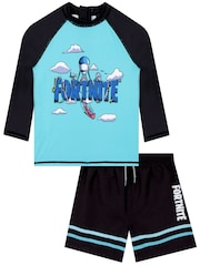 Character Fortnite Long Sleeve Rash Guard And Swim Shorts Set - Bild 1 von 11