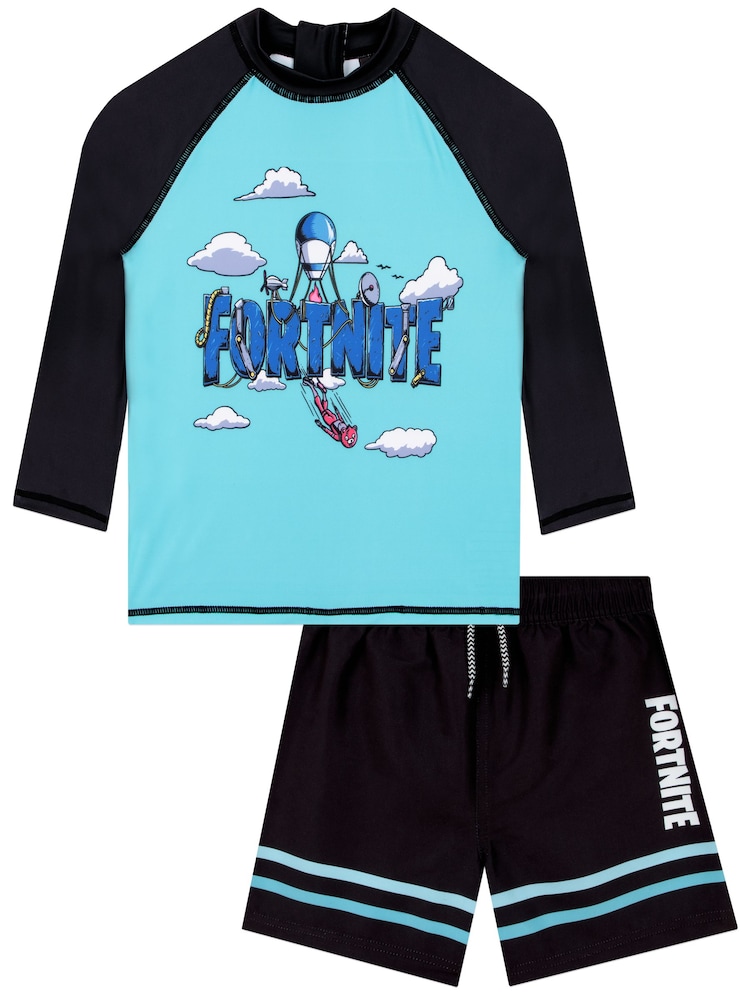 Character Fortnite Long Sleeve Rash Guard And Swim Shorts Set - Bild 1 von 11