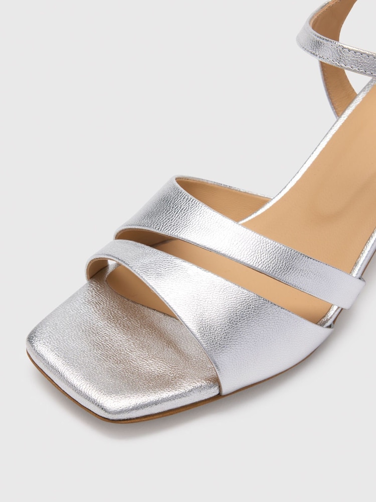 Whistles Silver Cutout Block Heel Sandals - Image 4 of 4