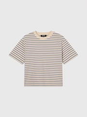 Whistles Blue Stripe Relaxed Cotton T-Shirt - Image 5 of 5