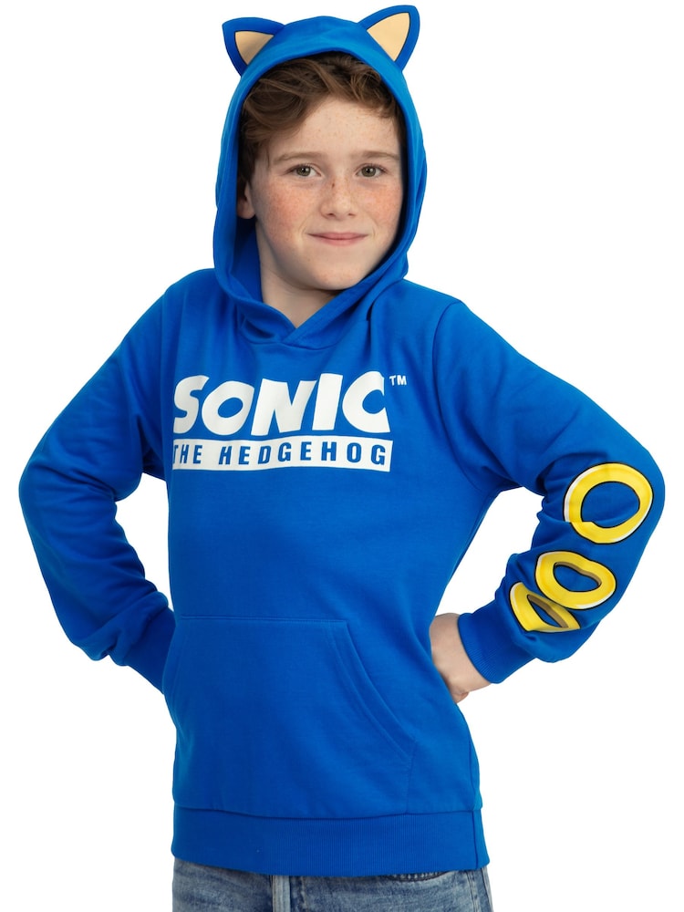 Character Blue Sonic The Hedgehog Hoodie With 3D Features - Image 12 of 12