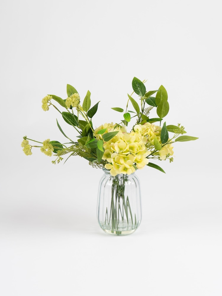 Scottish Everlastings Ltd Green Faux Hydrangeas in Glass Vase - Image 3 of 3 Scottish Everlastings Ltd Green Faux Hydrangeas in Glass Vase - Image 3 of 3