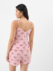 Accessorize Pink Heart Print Lace Trim Short Pyjamas Set - Image 2 of 4