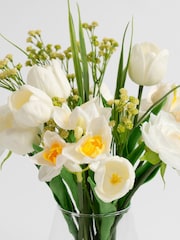 Scottish Everlastings Ltd White Faux Mixed Floral in Glass Vase - Image 2 of 3