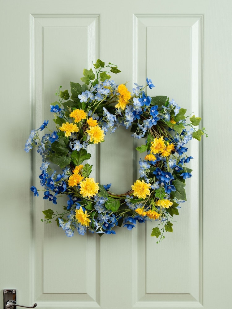 Scottish Everlastings Ltd Blue Floral Wreath - Image 1 of 3
