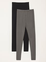 FatFace 2 Pack Meribel Grey/Black Leggings - Image 1 of 8