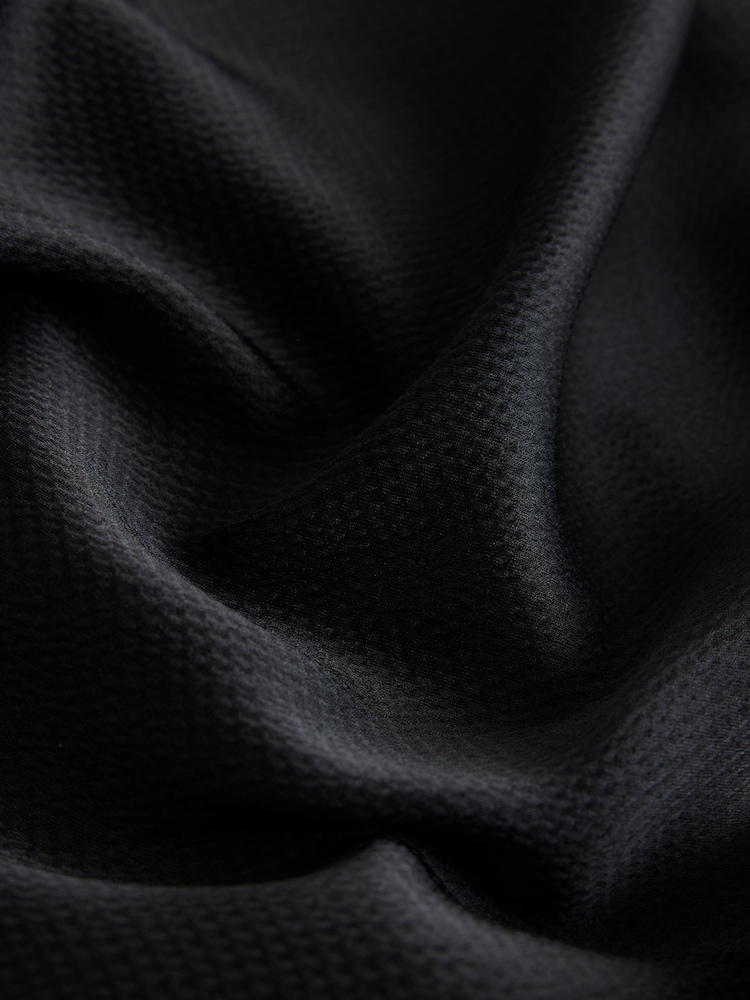 Black Satin Short Sleeve Twist Front Midi Dress - Image 7 of 7
