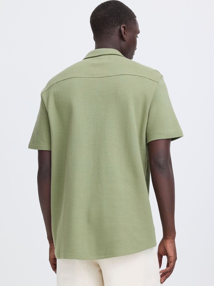 Blend Green Fillip Short Sleeve Cotton Waffle Shirt - Image 2 of 8