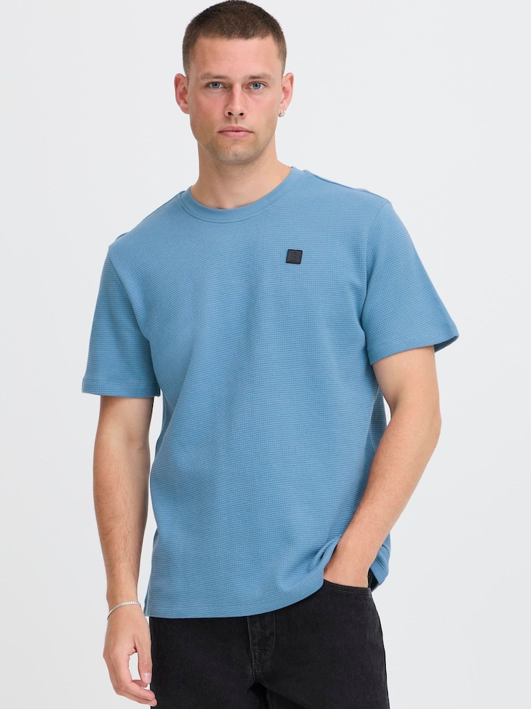 Blend Blue Fillip Crew Neck Textured T-Shirt - Image 1 of 8