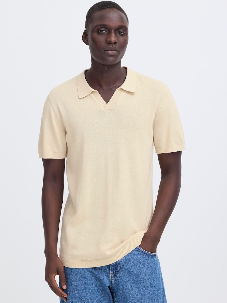 Blend Natural Bray Open Collar Polo Shirt - Image 1 of 7
