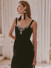 Love & Roses X V&A Black Embellished Velvet Camisole - Image 1 of 4