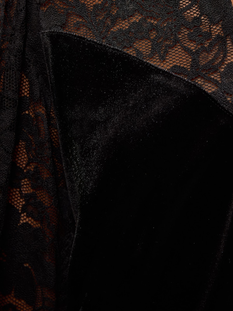 Love & Roses Black Velvet Lace Long Sleeve Blouse - Image 5 of 5