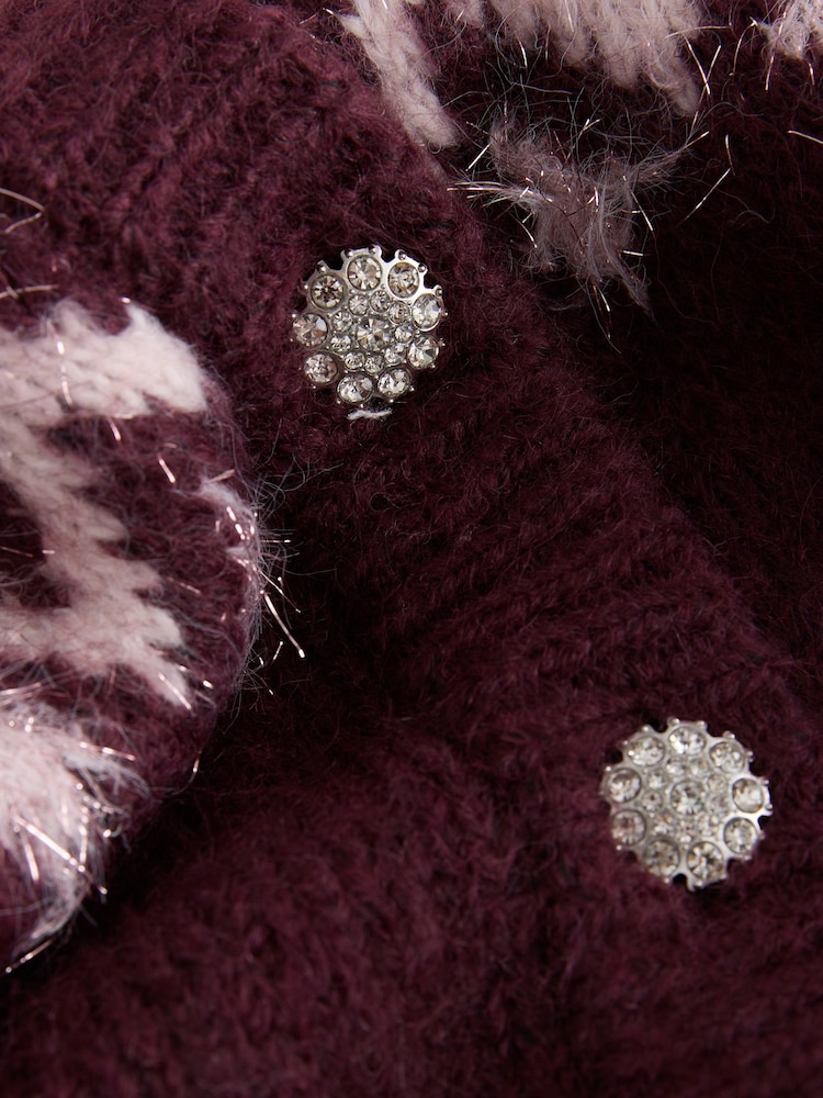 Buy Berry Red Fairisle Long Sleeve Knitted Cardigan from Next Slovakia