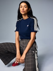adidas Originals Navy Lace 3-Stripes T-Shirt - Image 3 of 6