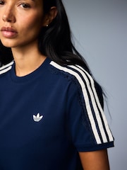 adidas Originals Navy Lace 3-Stripes T-Shirt - Image 5 of 6