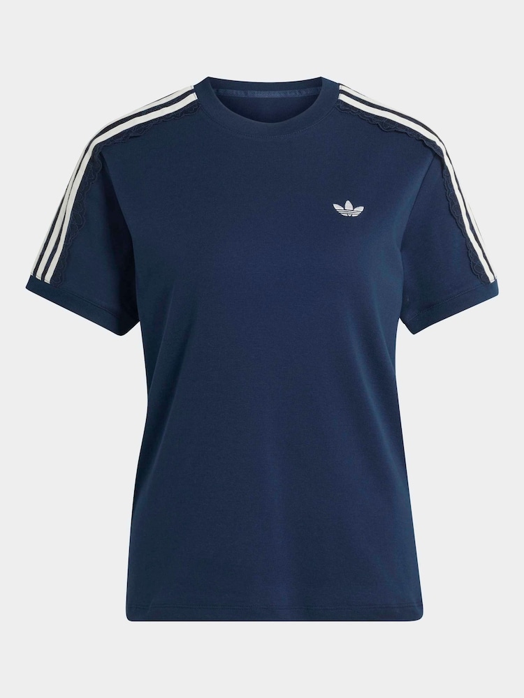 adidas Originals Navy Lace 3-Stripes T-Shirt - Image 6 of 6 adidas Originals Navy Lace 3-Stripes T-Shirt - Image 6 of 6