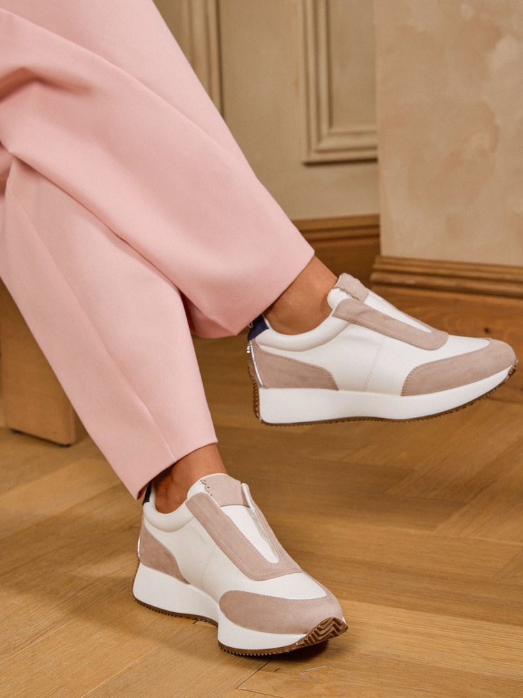Love & Roses White Elasticated Slip on Jogger Trainers - Image 1 of 6