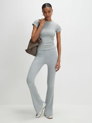 River Island Grey High Waisted Rib Flare Leggings - Image 1 of 4