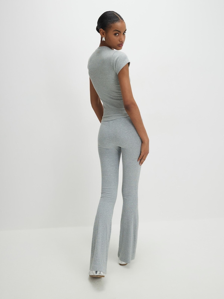 River Island Grey High Waisted Rib Flare Leggings - Image 2 of 4