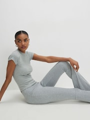 River Island Grey High Waisted Rib Flare Leggings - Image 4 of 4