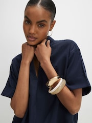River Island Blue Linen Blend Short Sleeve Shirt - Image 2 of 4