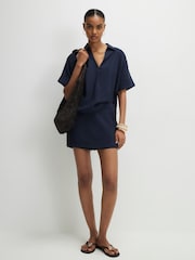 River Island Blue Linen Blend Short Sleeve Shirt - Image 3 of 4