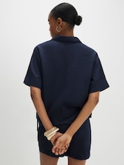 River Island Blue Linen Blend Short Sleeve Shirt - Image 4 of 4