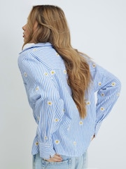 River Island Blue Daisy Embroidered Knot Front Shirt - Image 2 of 4