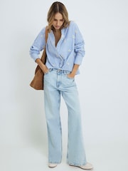 River Island Blue Daisy Embroidered Knot Front Shirt - Image 3 of 4